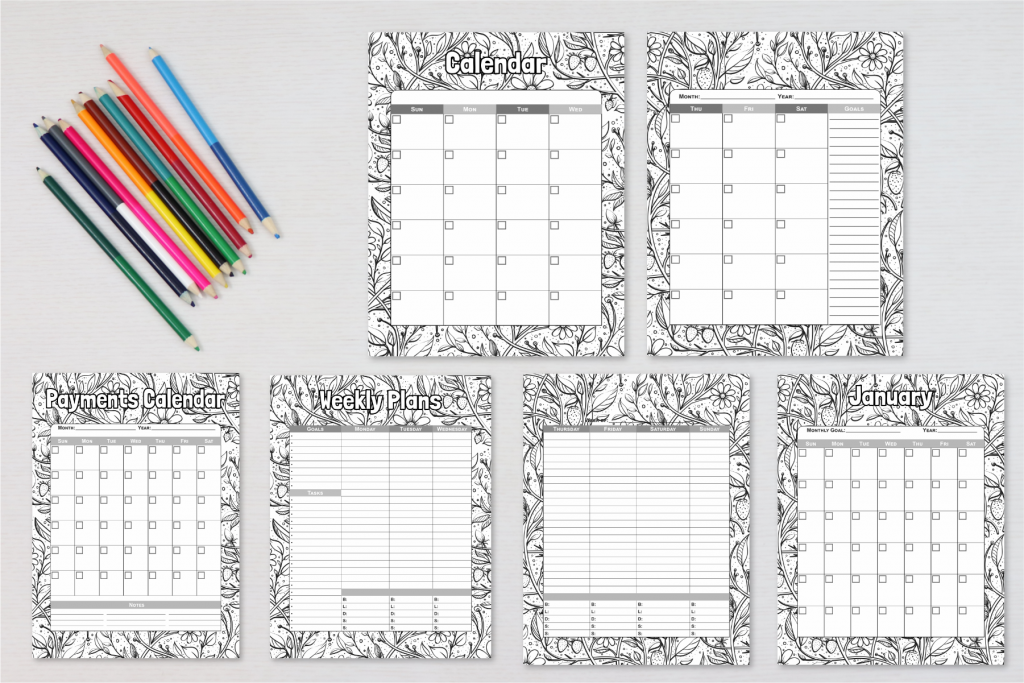 Floral Adult Coloring Calendar Pages - Mama Loves Food + Dinner Hero