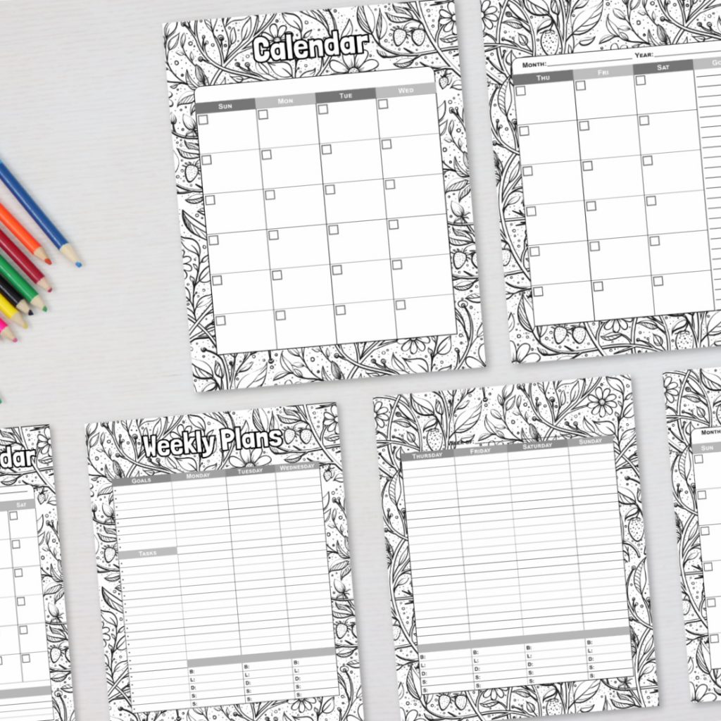 Floral Adult Coloring Calendar Pages - Mama Loves Food + Dinner Hero